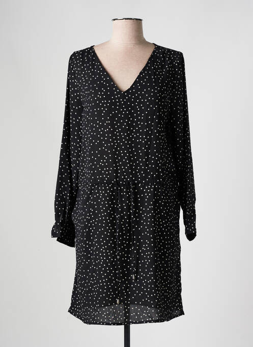 Robe mi-longue imprimé fantaisie manches longues noir SARAH JOHN femme