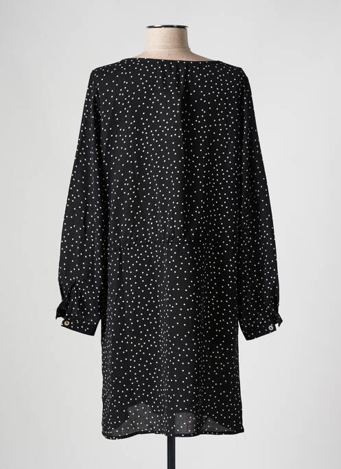 Robe mi-longue imprimé fantaisie manches longues noir SARAH JOHN femme