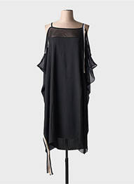 Robe mi-longue coupe fluide manches 3/4 noir MAT. femme