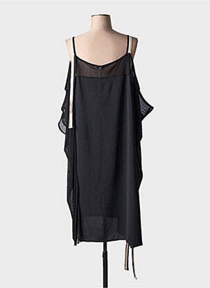 Robe mi-longue coupe fluide manches 3/4 noir MAT. femme