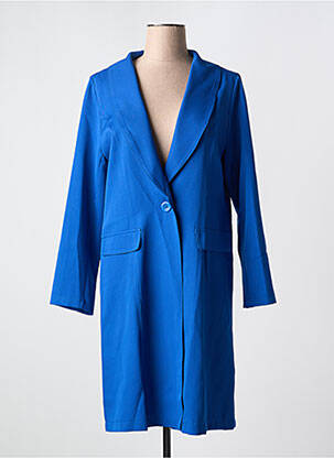 Manteau long coupe cintrée sans capuche bleu VETISTYLE femme