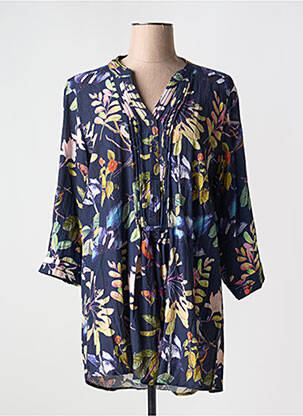 Tunique manches longues tissage crêpe bleu OLIVER JUNG femme