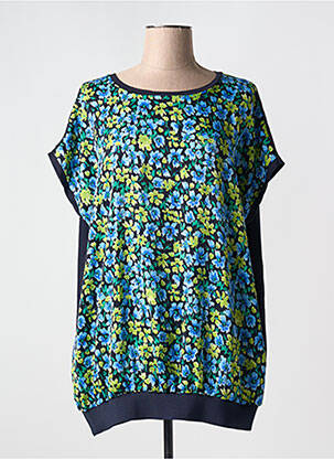 Pull resserrée sur le bas manches courtes bleu YESTA femme