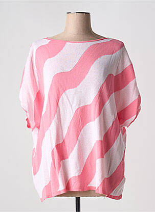 Pull col bateau manches courtes rose MAT. femme