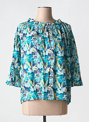Blouse imprimé fleurs manches 3/4 bleu LA FIANCEE DU MEKONG femme