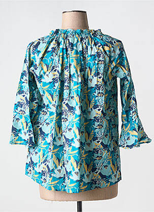 Blouse imprimé fleurs manches 3/4 bleu LA FIANCEE DU MEKONG femme