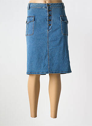 Jupe mi-longue coupe droite bleu YESTA femme