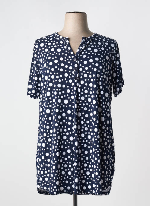 Tunique manches courtes coupe cintrée bleu ZHENZI femme