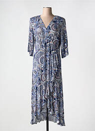 Robe longue imprimé fantaisie manches 3/4 bleu OLIVER JUNG femme