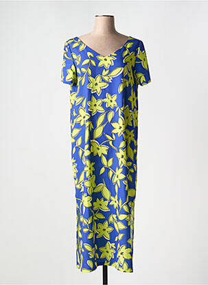 Robe longue manches courtes manches courtes bleu AN II VITO femme