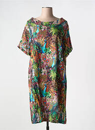 Robe mi-longue tissage crêpe manches courtes vert OLIVER JUNG femme