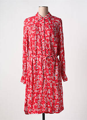 Robe mi-longue manches longues manches longues rouge YESTA femme