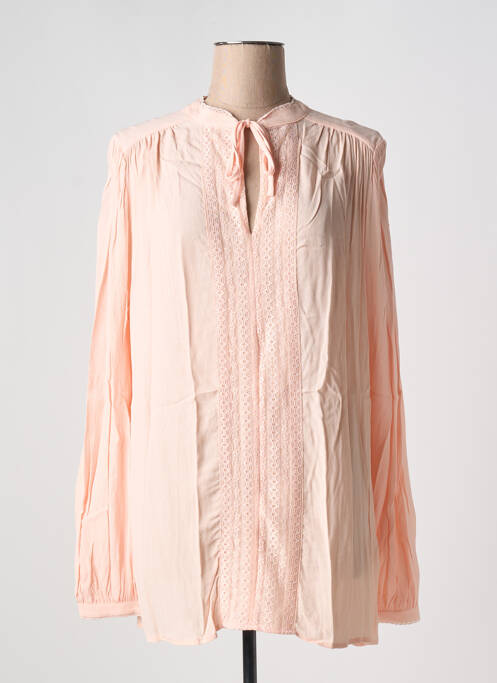 Blouse poignets boutonnés avec fente manches longues rose YESTA femme