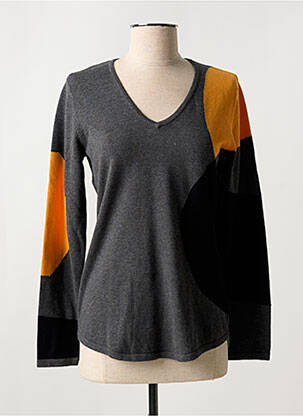 Pull coupe cintrée manches longues jaune MARBLE femme