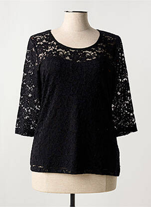 Top stretch manches 3/4 noir MARBLE femme