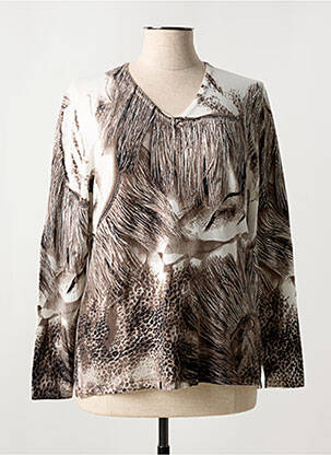 Pull coupe cintrée manches longues marron MARBLE femme