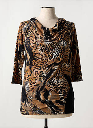 Pull coupe cintrée manches 3/4 marron MARBLE femme