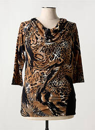 Pull coupe cintrée manches 3/4 marron MARBLE femme