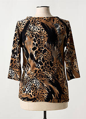 Pull coupe cintrée manches 3/4 marron MARBLE femme