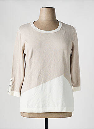 Pull coupe cintrée manches 3/4 beige MARBLE femme