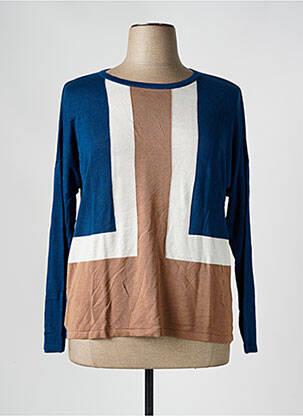 Pull coupe cintrée manches longues bleu MARBLE femme