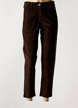 Pantalon 7/8 fermeture zippée sous rabat boutonné taille normale marron AGATHE & LOUISE femme