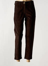 Pantalon 7/8 fermeture zippée sous rabat boutonné taille normale marron AGATHE & LOUISE femme