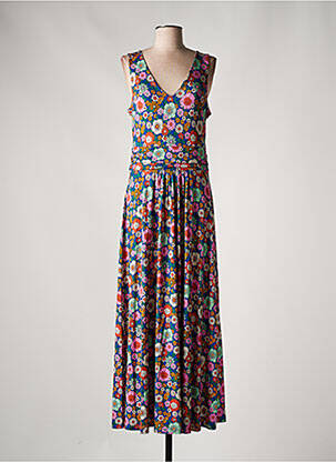 Robe longue imprimé fleurs sans manche bleu PRINCESSE NOMADE femme