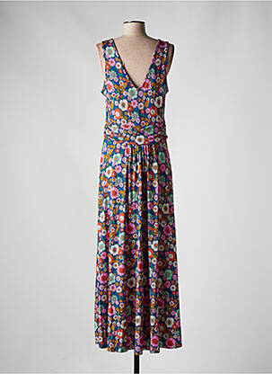 Robe longue imprimé fleurs sans manche bleu PRINCESSE NOMADE femme