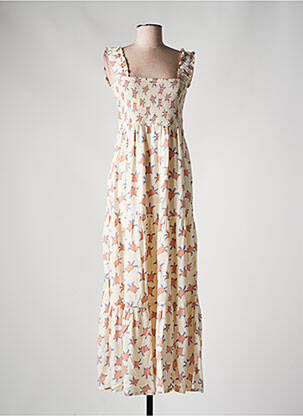 Robe longue imprimé fantaisie sans manche beige COMPAÑIA FANTASTICA femme