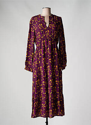 Robe mi-longue imprimé fantaisie manches longues violet AN' GE femme