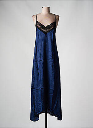Robe longue coupe cintrée fines bretelles bleu PINK PLANET femme