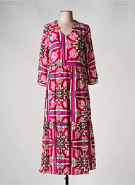 Robe longue imprimé fantaisie manches 3/4 rose STREET ONE femme