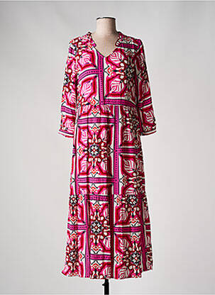 Robe longue imprimé fantaisie manches 3/4 rose STREET ONE femme
