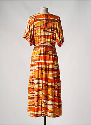 Robe longue imprimé fantaisie manches courtes orange AN' GE femme