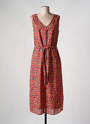 Robe longue imprimé fleurs sans manche rose PRINCESSE NOMADE femme