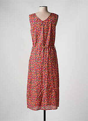 Robe longue imprimé fleurs sans manche rose PRINCESSE NOMADE femme