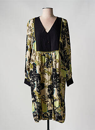 Robe mi-longue imprimé fleurs manches longues vert MASAI femme