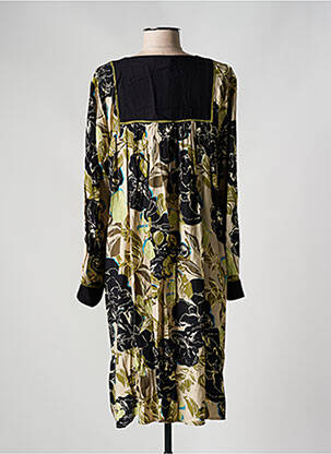 Robe mi-longue imprimé fleurs manches longues vert MASAI femme