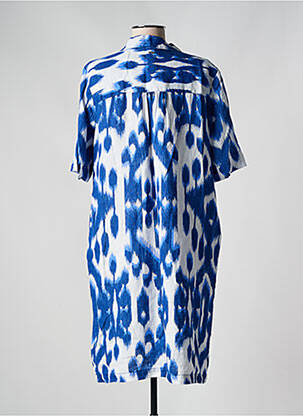 Robe mi-longue tissage crêpe manches courtes bleu STREET ONE femme