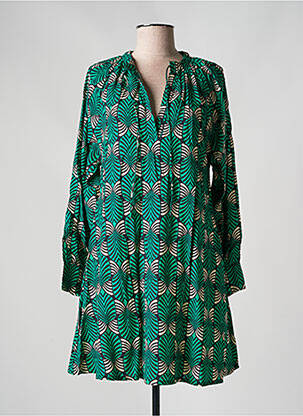 Robe courte coupe évasée manches longues vert COMPAÑIA FANTASTICA femme