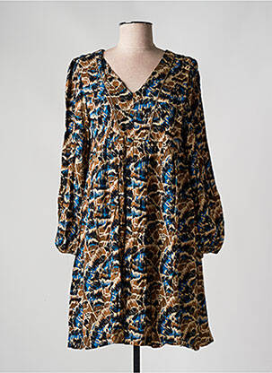 Robe courte coupe évasée manches longues marron LOLA ESPELETA femme