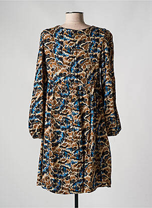 Robe courte coupe évasée manches longues marron LOLA ESPELETA femme