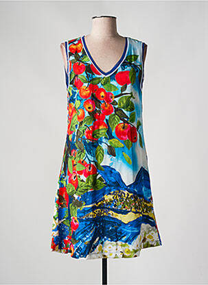 Robe courte sans manche sans manche bleu MALOKA femme