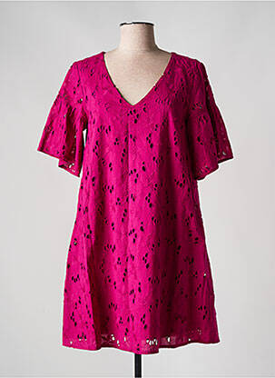Robe courte coupe évasée manches courtes violet LOLA ESPELETA femme