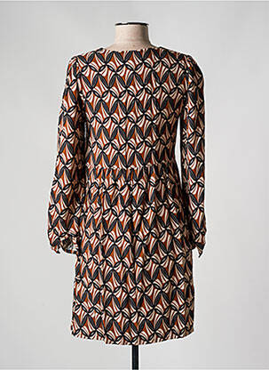 Robe courte manches longues manches longues marron PRINCESSE NOMADE femme