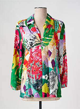 Blouse imprimé fantaisie manches longues vert MALOKA femme