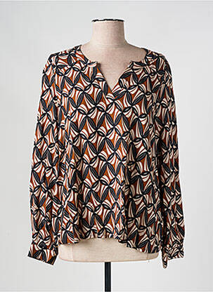 Blouse imprimé fantaisie manches longues marron PRINCESSE NOMADE femme