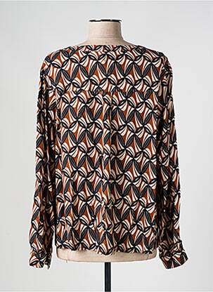 Blouse imprimé fantaisie manches longues marron PRINCESSE NOMADE femme