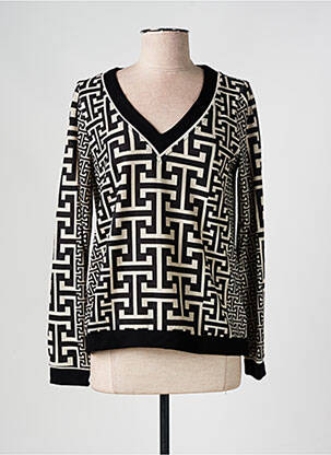 Pull coupe cintrée manches longues noir MALOKA femme